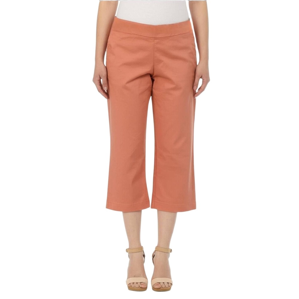 CROFT & BARROW Peach Coral Wide Leg Chino Capri Womens Size 18